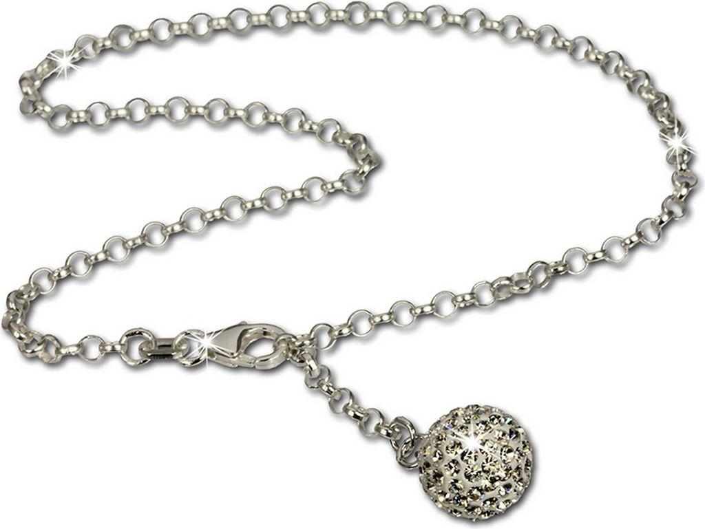 SilberDream 25cm Fußkette Damen silber gold glitzer Kugel Echt Silber D2SDF010W