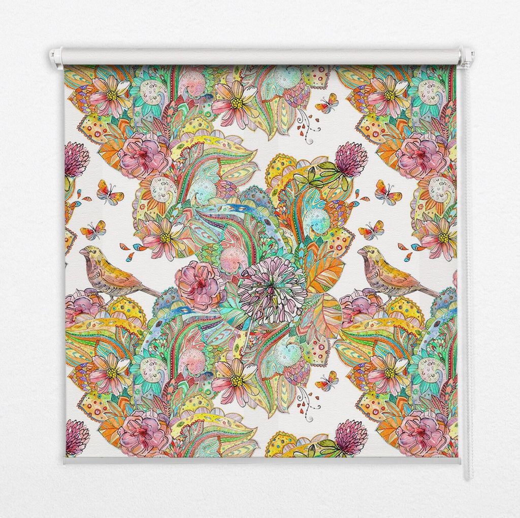 Seitenzug-Rollo Fensterrollo Jalousie - Lichtdurchlässig Springrollos - 100x180 cm - Bunte Natur-Muster