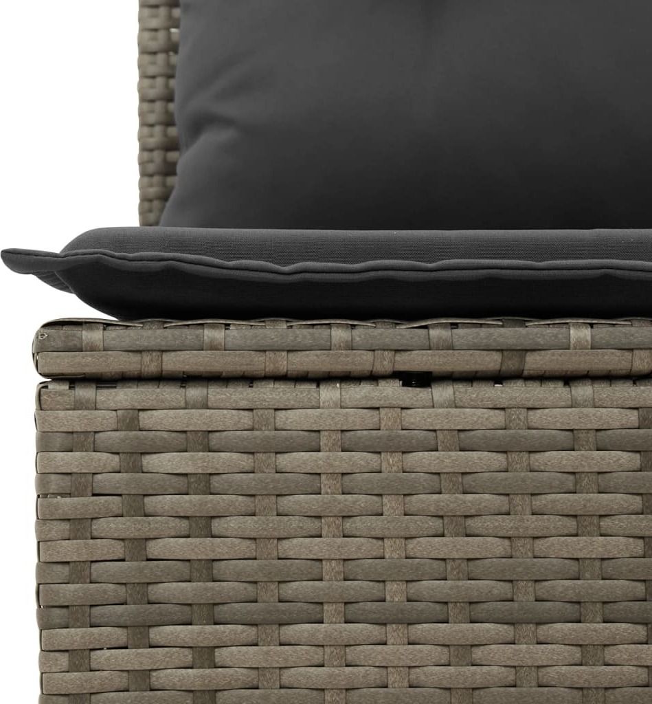 vidaXL Gartensofa mit Kissen 3-Sitzer Grau Poly Rattan Produktbild 7
