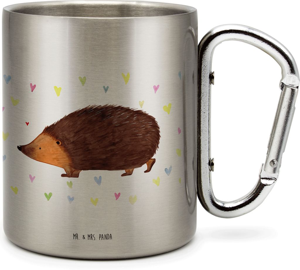 Mr. & Mrs. Panda Teetasse Igel Herzen - Transparent - Geschenk, Kuss, Thermobecher, Lustige Sprüche, Vertrauen, Isolierbecher, Kaffeebecher Edelst...