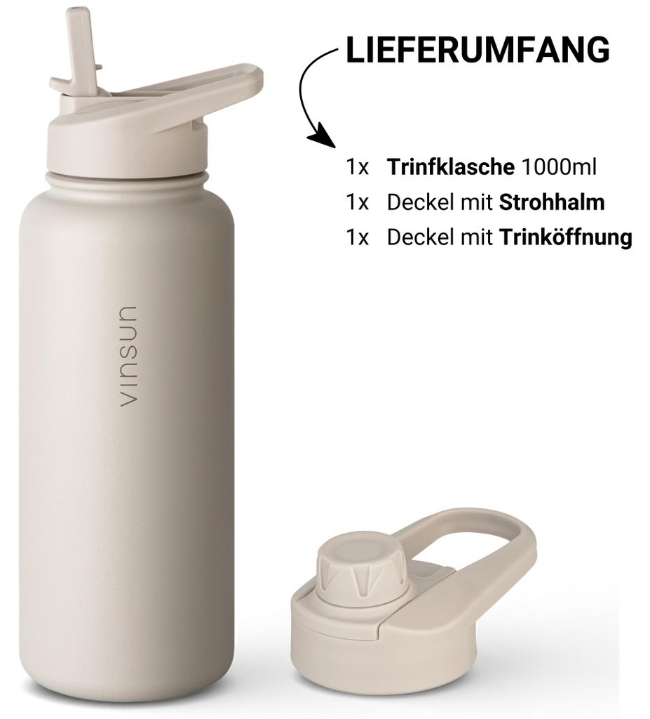 1L Trinkflasche Mit Strohhalm – BPA-frei, Mit Klappverschluss, Ideal Für Sport, Gym Und Reise Trinkflasche 1L