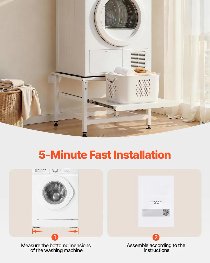 Réhausse de lave-linge en acier stable 318kg avec pieds antidérapants - 5