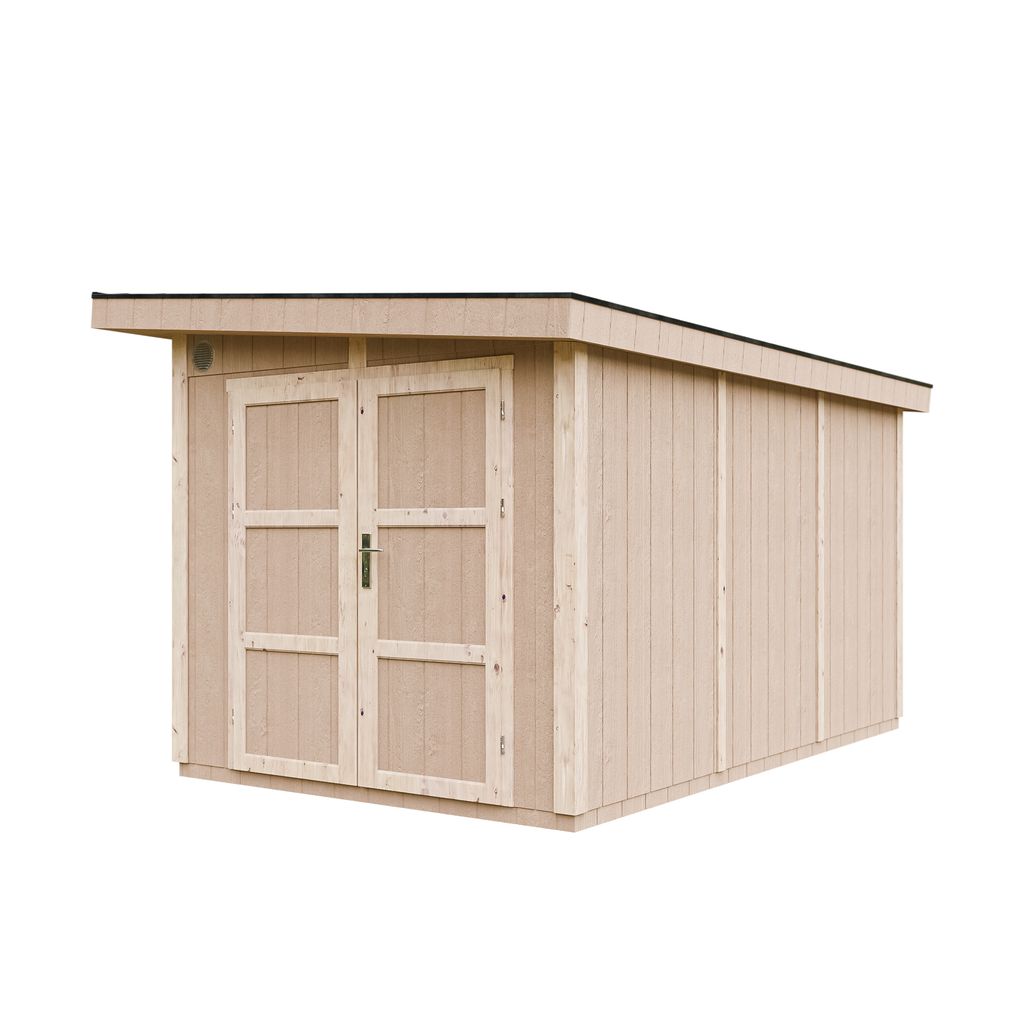 Gartenhaus 8,7m² + Boden + Bitumenfliesen - B412xL279xH239 cm - TIMBELA M904A