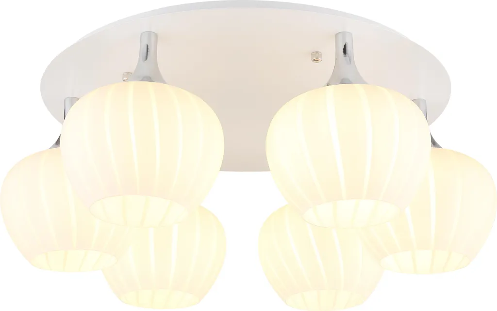 Plafonnier chromé chic avec diffuseur en verre blanc à motifs 65 cm