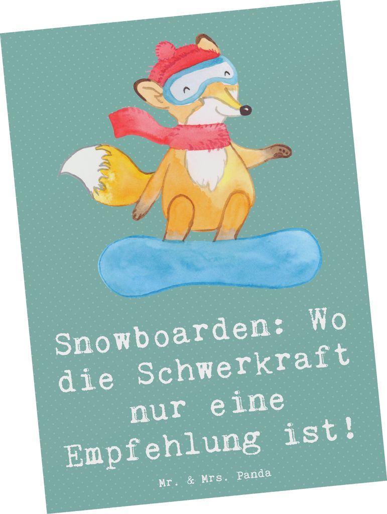 Mr. & Mrs. Panda Postkarte Snowboarden Freiheit - Meeresbrise - Geschenk, Sport, Sportler, Fotokarte, Wintersport, Abenteuer, Abfahrten, Ansichtska...