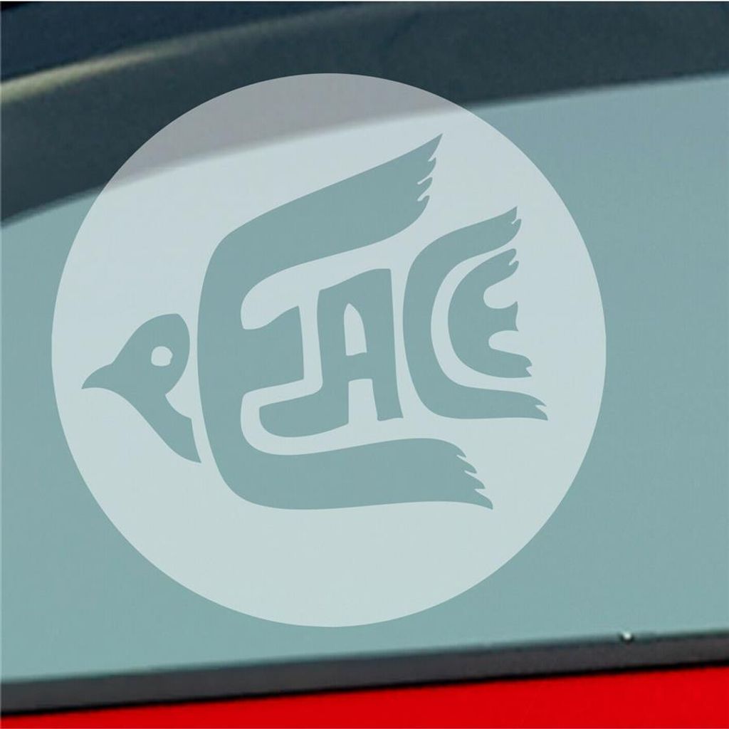 Auto Aufkleber Peace 70s Weltfrieden Taube Frieden 10x10 cm Milchglas Sticker Heckscheibenaufkleber