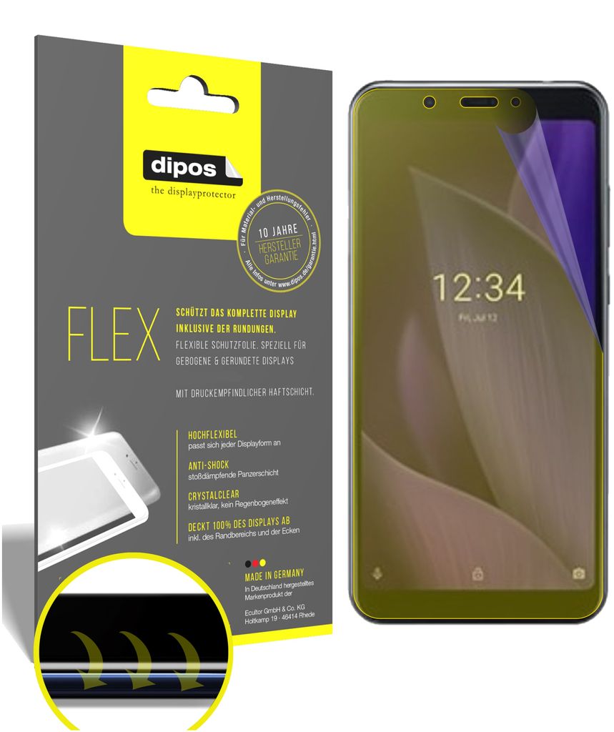 2x Schutzfolie für Sharp Aquos V Folie, 100% Displayabdeckung, dipos Flex