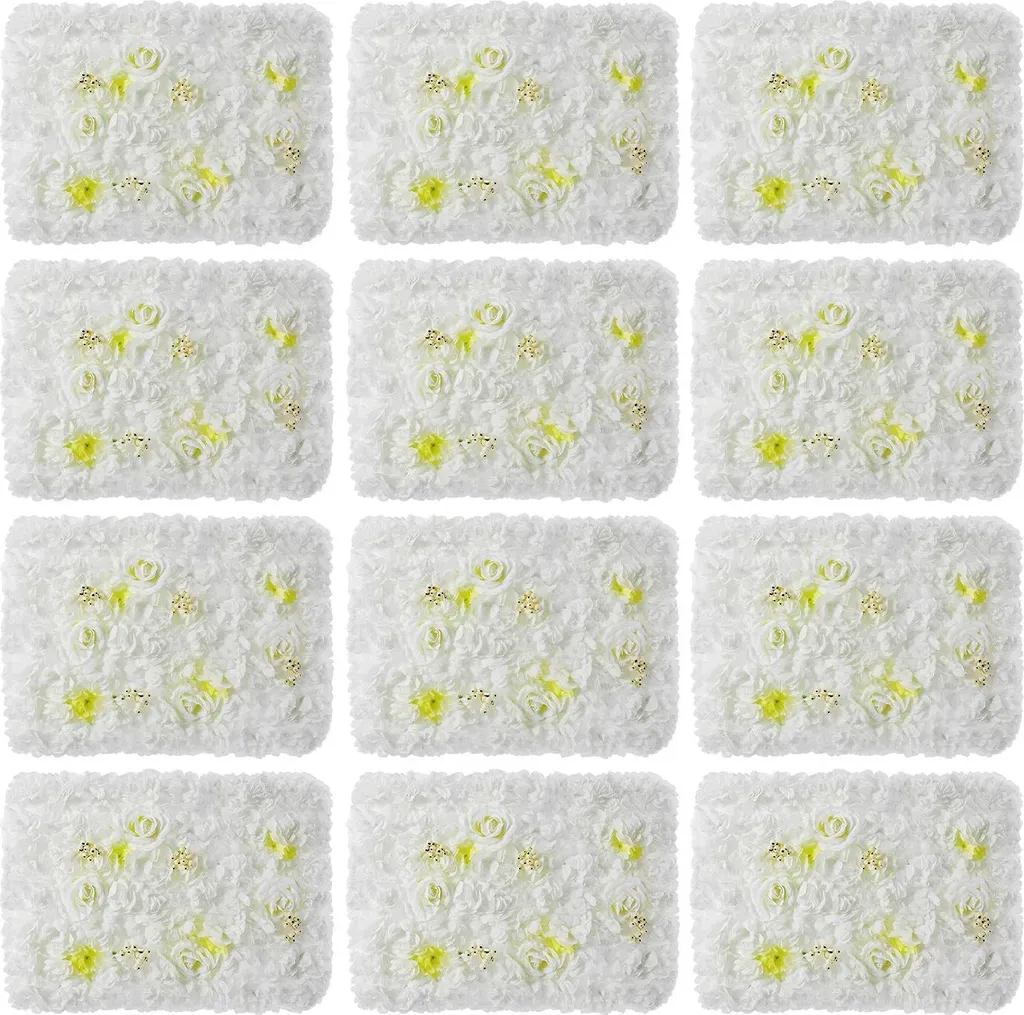 Mur de fleurs pour mariage et anniversaire : 12 dalles 3D 60x40 cm fond