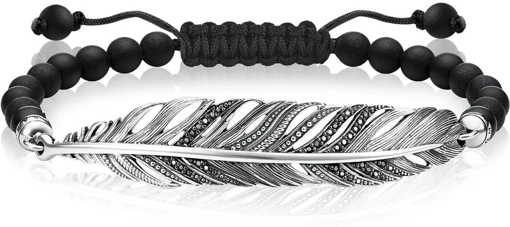 Bracelet Homme en Nylon Noir et Argent - Bijou Ajustable Thomas Sabo