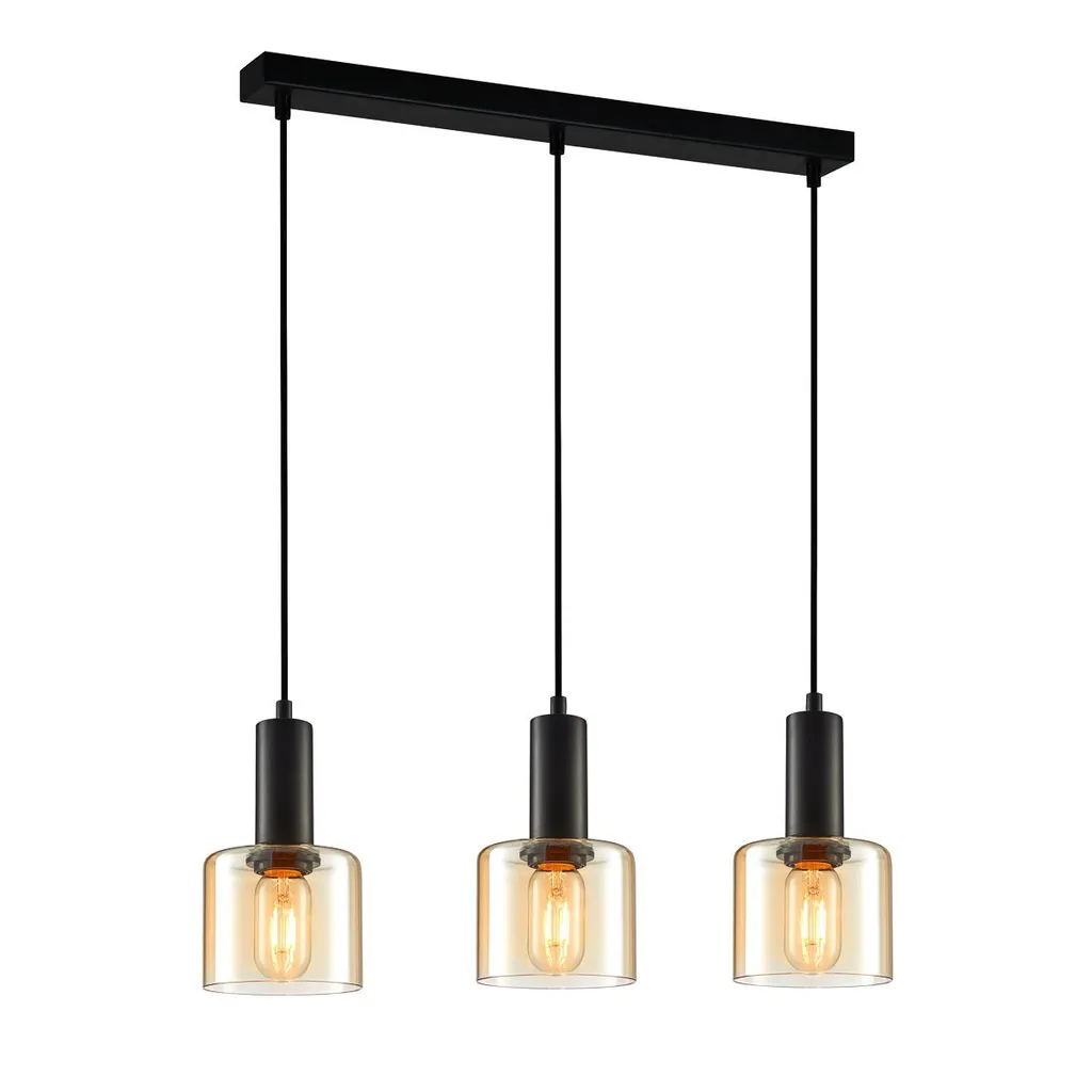 Lampadario Italux Santia PND-65342-3-BK+AMB Nero Ambra Design