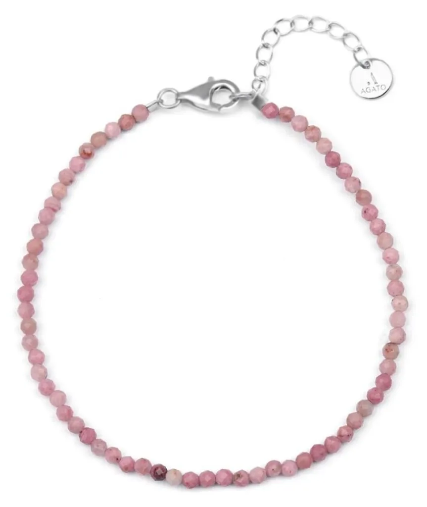 Bracelet minéral en rhodonite véritable POL-B01/21L pour femme