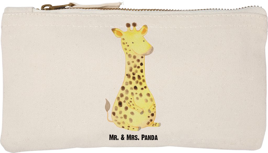 Mr. & Mrs. Panda pencil case Giraffe Zufrieden Größe S Klein - Weiß - Geschenk, Mäppchen, Afrika, Kulturbeutel, Pouch, toiletry bag, Abenteuer,...