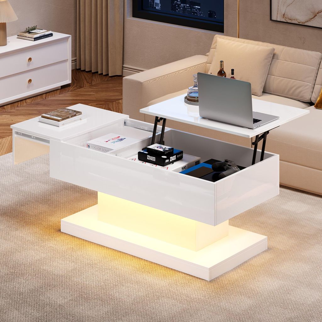 STILVORA Couchtisch 100x50x45cm mit LED-Beleuchtung und Produktbild 