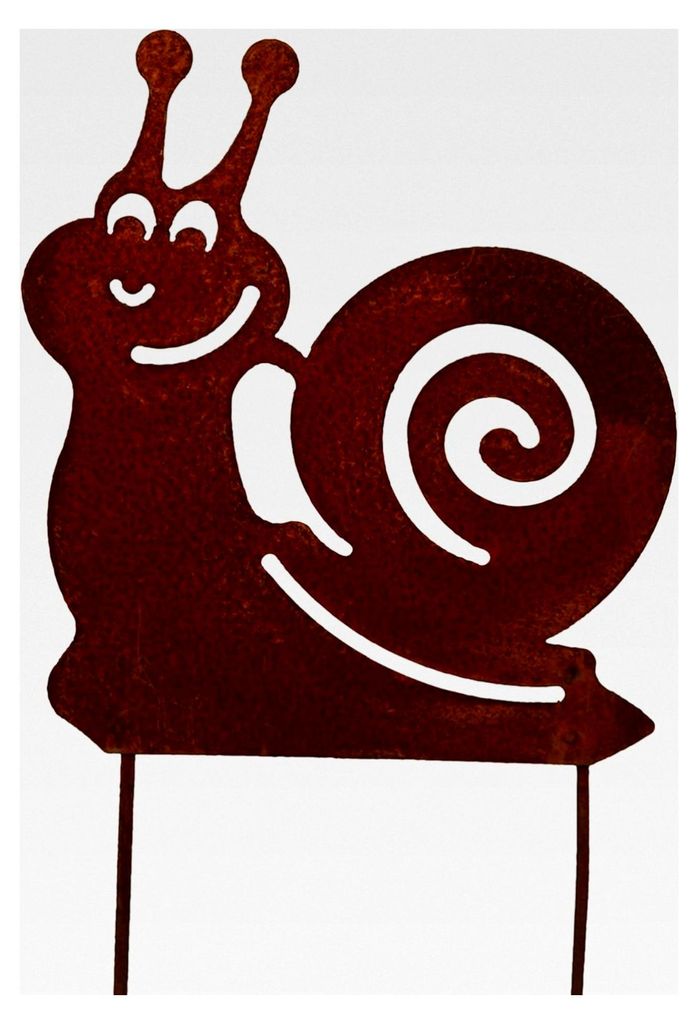 Gartenstecker Schnecke aus Metall im Edelrost-Design, 30 cm
