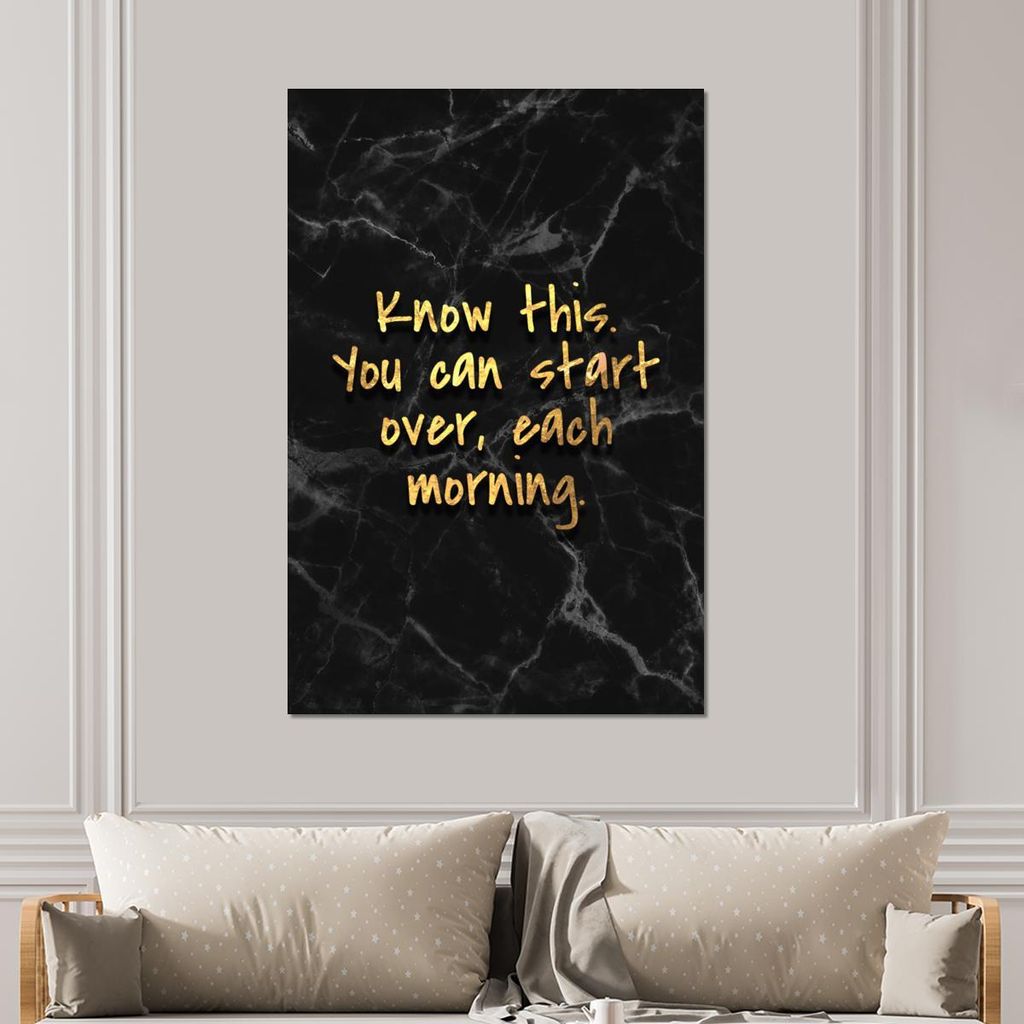 MuchoWow Wanddekoration Metall Metallbild Wandkunst 100x150 cm Zitate - Motivation - Gold - Marmor MuchoWow Aluminium Gemälde - Bild