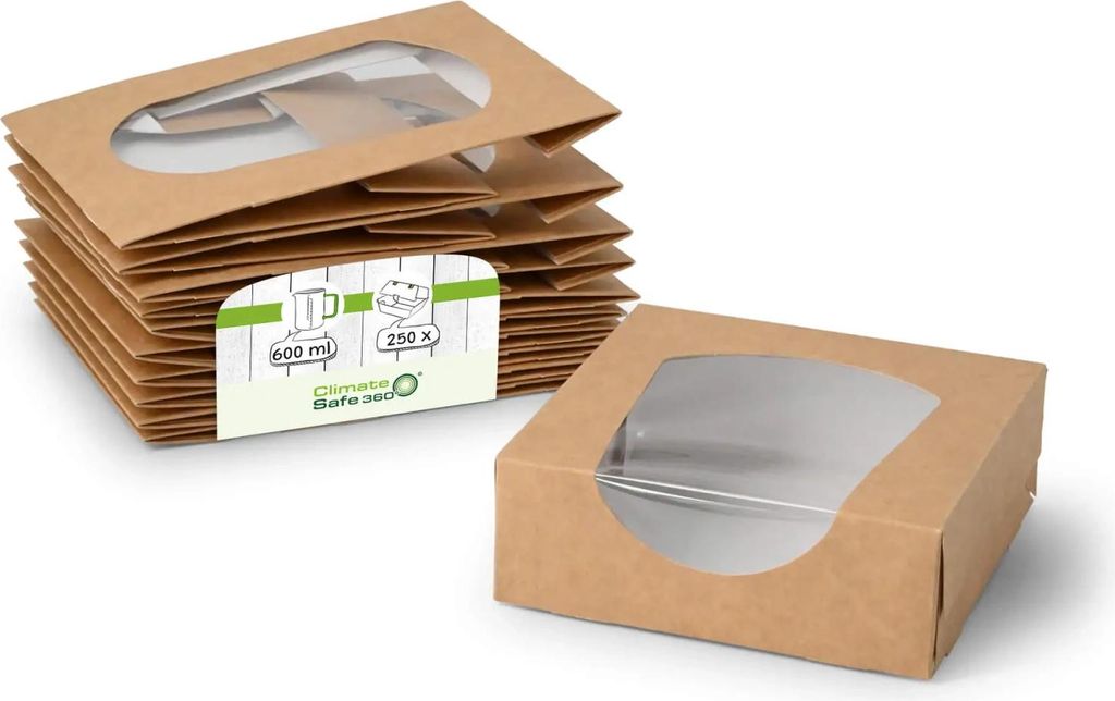 Sushi-Box mit Sichtfenster, braun, 12 x 12 x 4 cm, 50 Stück.