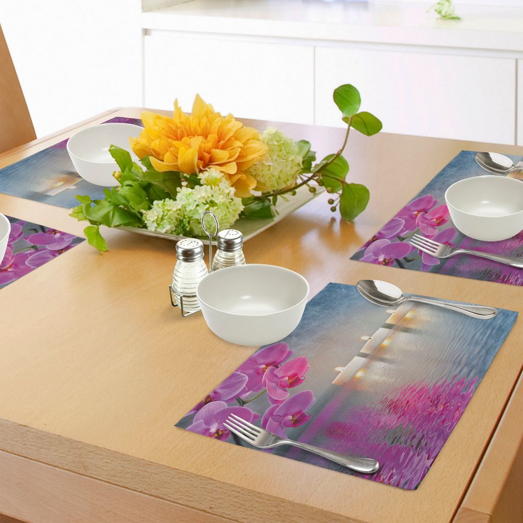 ABAKUHAUS Es war Platzmatten, Japanische Kerze entspannende Umgebung Kirschblüten asiatische Inspirationen Bild, Tiscjdeco aus Farbfesten Stoff f...