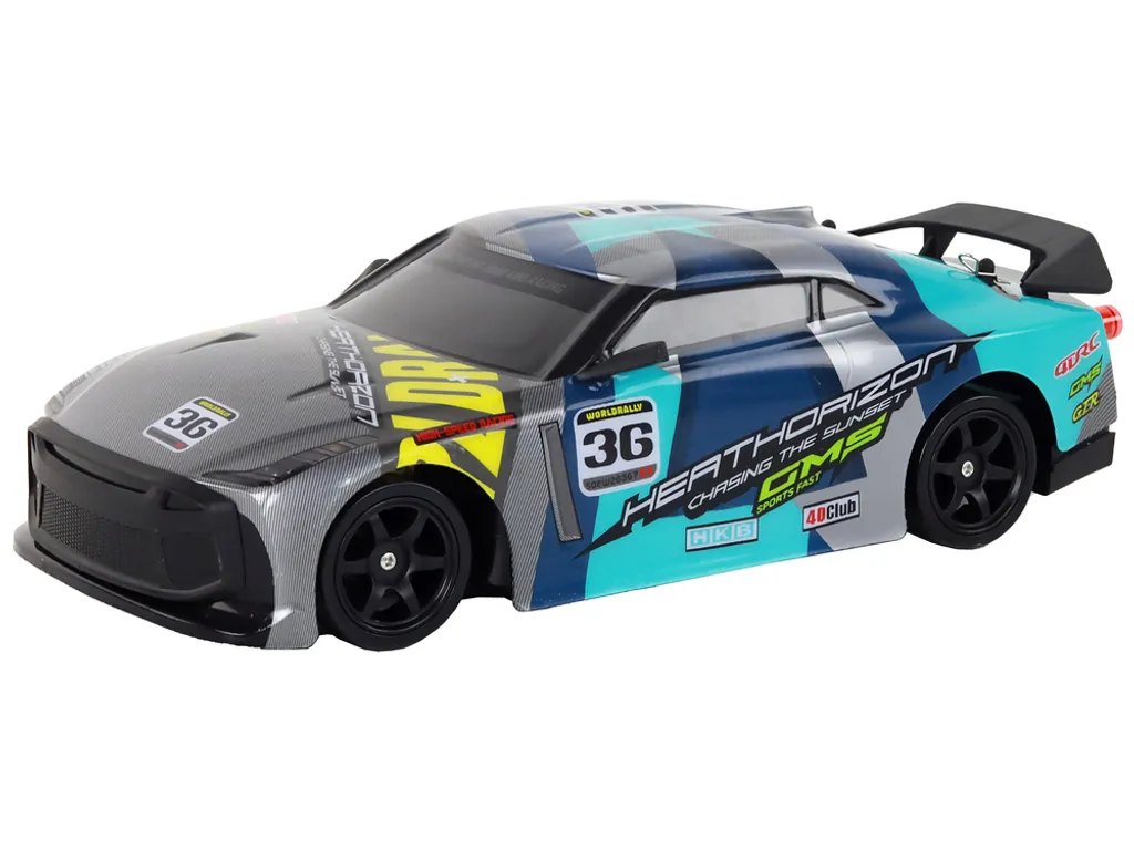 Voiture de sport télécommandée RC - Bolide de course rapide 1/16 bleu