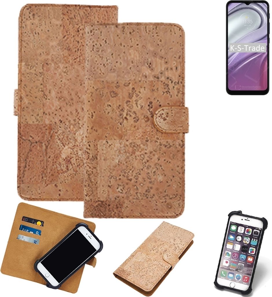 K-S-Trade Hülle kompatibel mit Motorola Moto G20 Kork Handyhülle Cover Schutzhülle TPU Case Bumper in Hellbraun, (1x)