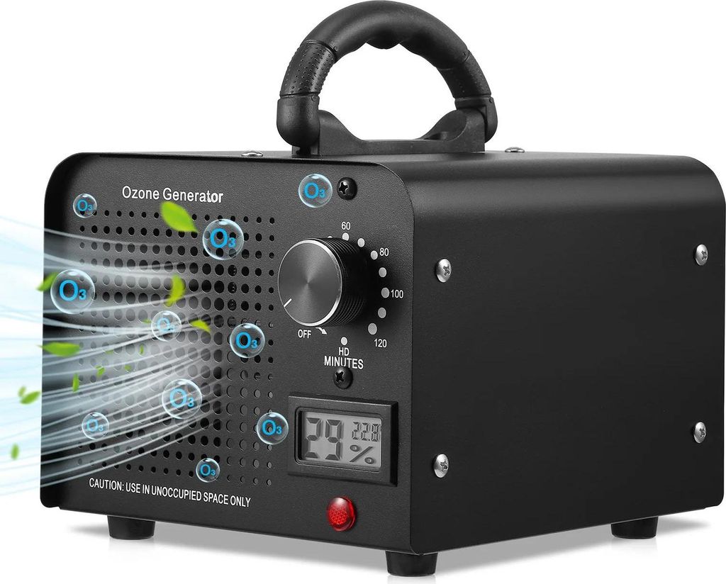Ozongenerator Ozongerät - Luftreiniger - 60000 mg/h Ozon - Temperatur- & Feuchtigkeitsanzeige - EU 220V - - Schwarz
