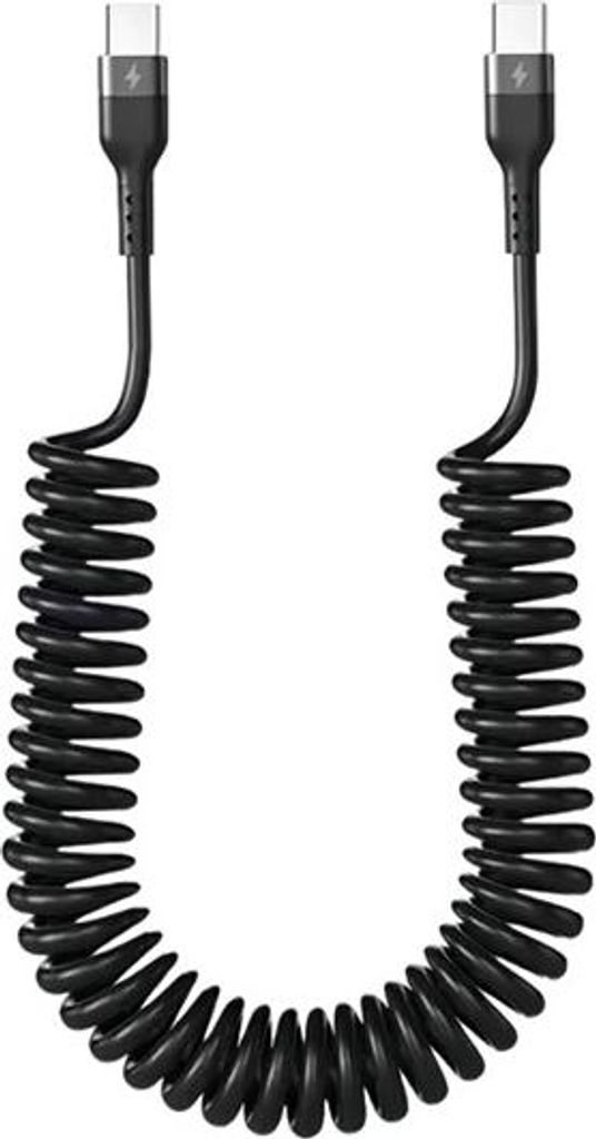INF 1.5M USB Typ-C auf Typ-C Spiralkabel - 5A Schnellladung, Huawei, Apple, Android