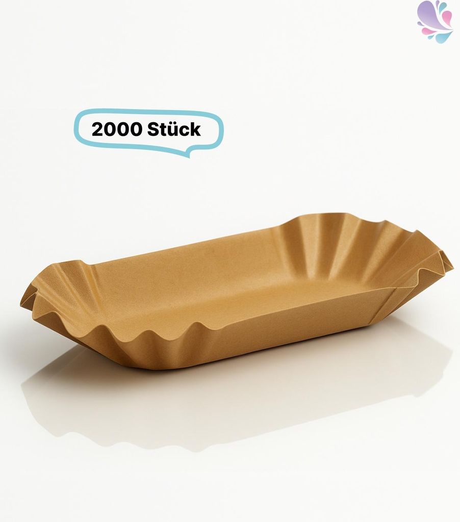 Pappschalen Pommesschalen klein 2.000 Stk, to go, take away, biologisch abbaubar, nachhaltig, kunststofffrei