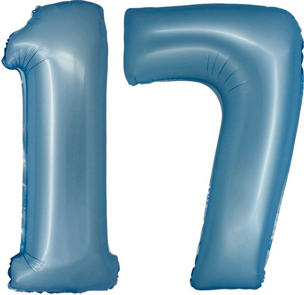 XL Folienballon blau matt Zahl 17