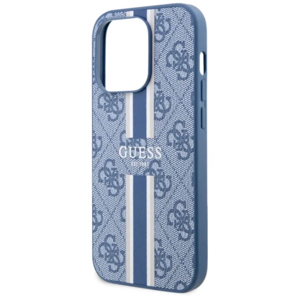 Guess Guhmp14Lp4Rpsb Custodia rigida per Iphone 14 Pro 6.1 Niebieski/Blu 4G con strisce stampate Magsafe - 6