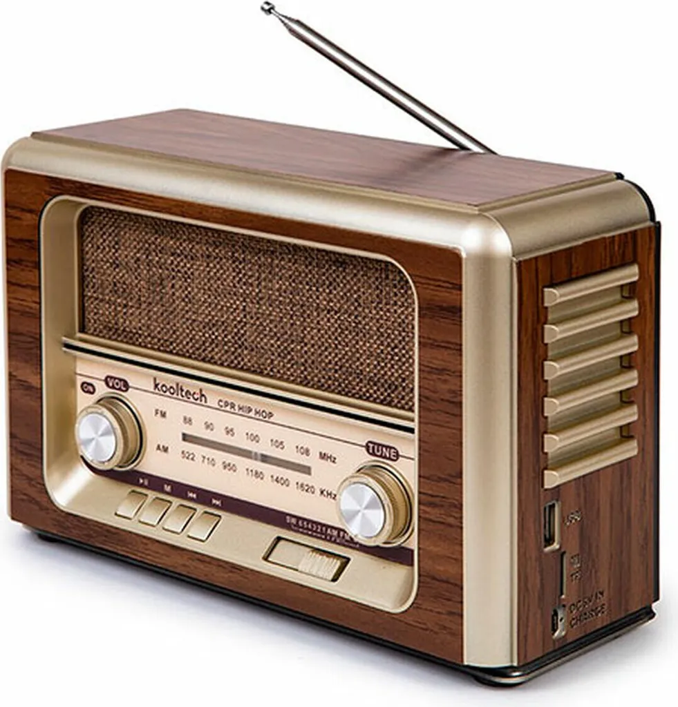 Radio rétro Bluetooth AM FM Kooltech nomade avec batterie longue durée
