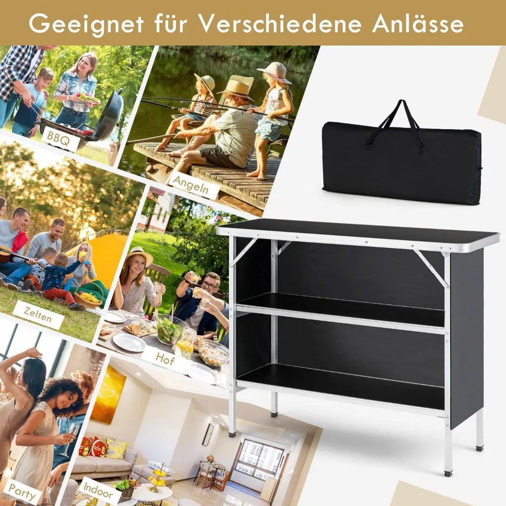 Table de Camping Pliable : Ne Manquez Plus de Place avec ses 2 Étagères