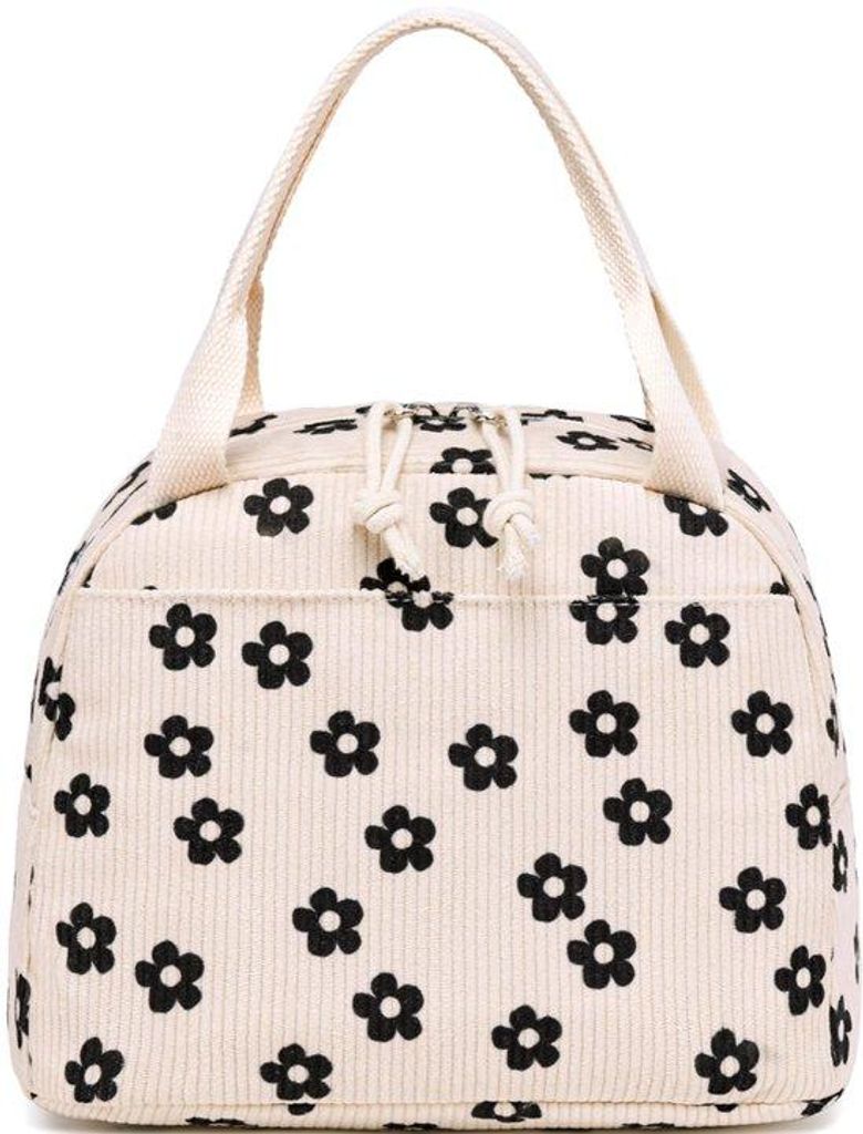 Verstelbare Koeltas voor Werk, School, Picknick, Strand, Zwarte Bloem, Waterdicht