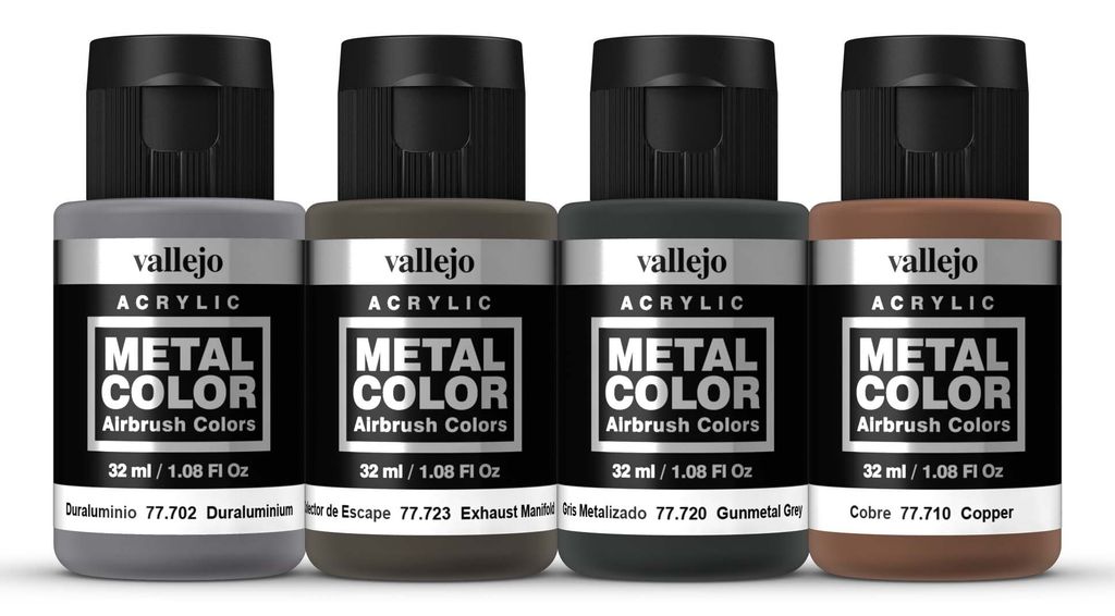Vallejo Metal Color Set Lackierung Flugzeugmotoren 4x 32ml 77604 Farbenset Airbrush
