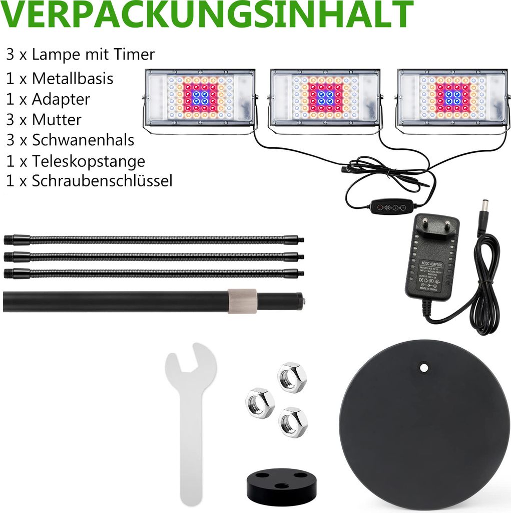 MUPOO Pflanzenlampe Led Pflanzenlampe Vollspektrum, Dmmbar Bene