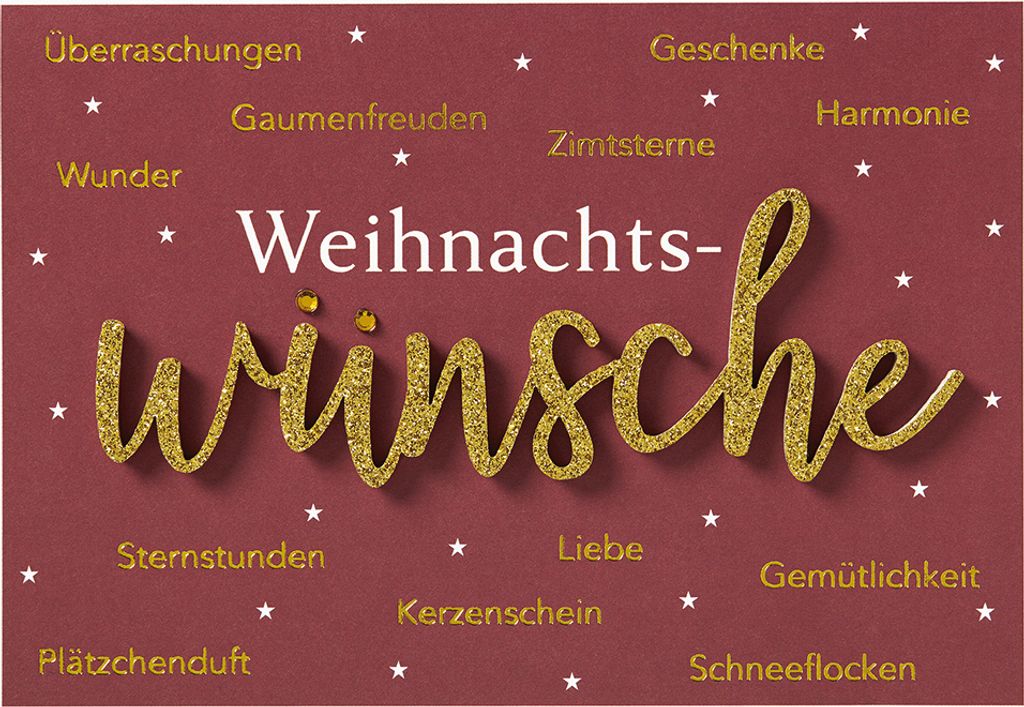 Weihnachten Lettering Glückwunschkarte mit Applikation im Format 115