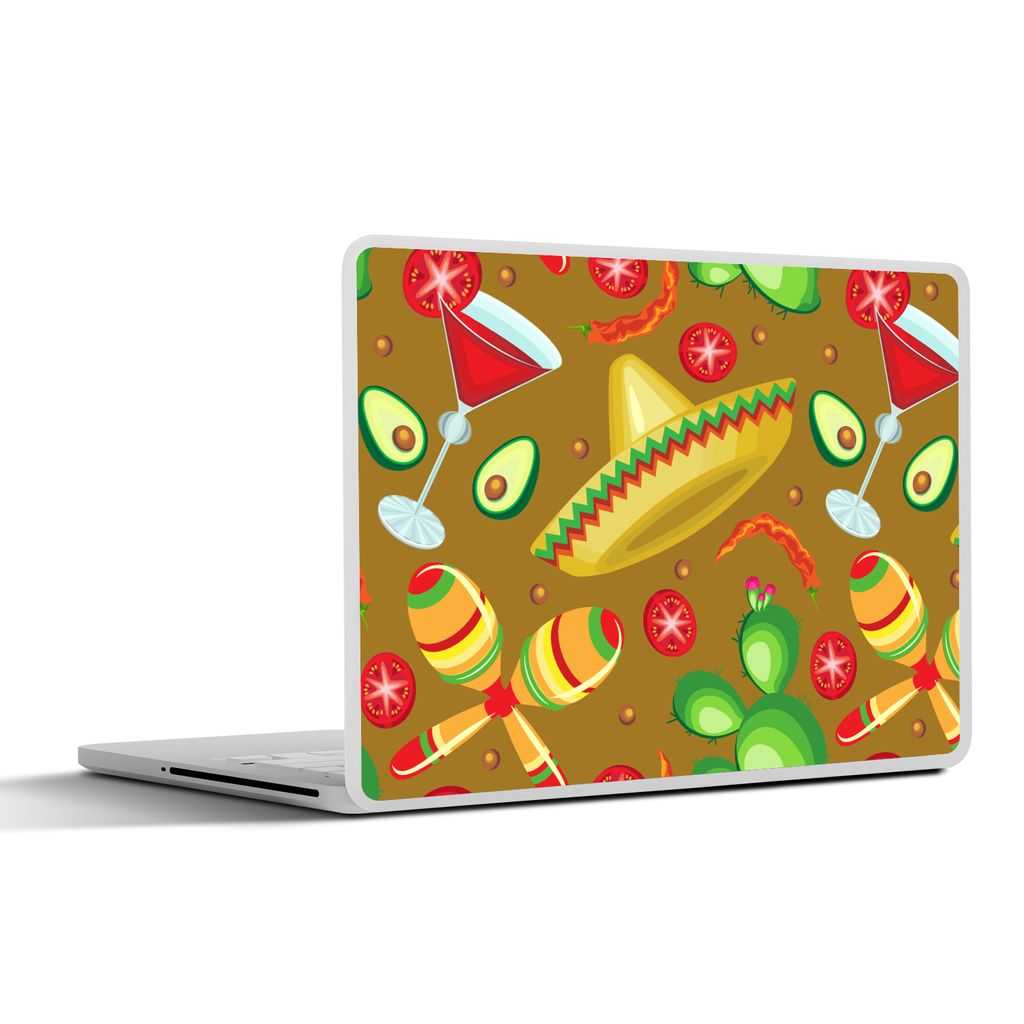 MuchoWow Laptop Aufkleber Sticker Cover Mexiko - Sombrero - Muster 30x22 cm - Laptop-Sticker
