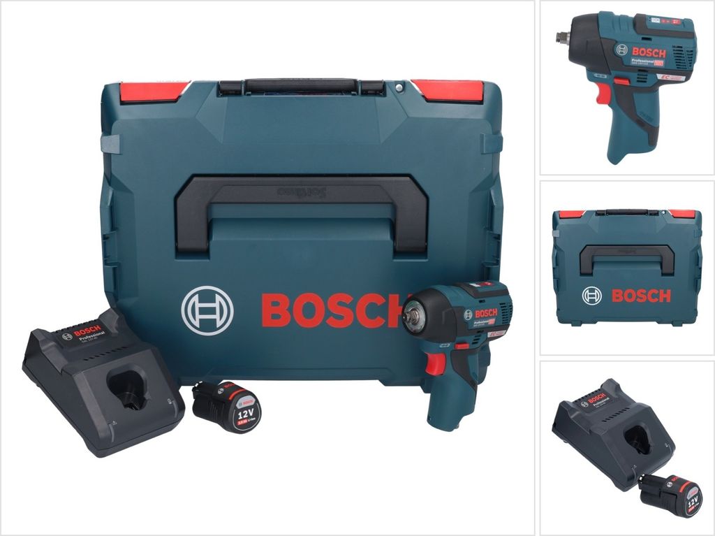 Bosch GDS 12V-115 Professional Akku Drehschlagschrauber 12 V 115 Nm 3/8" Brushless + 1x Akku 3,0 Ah + Ladegerät + L-Boxx