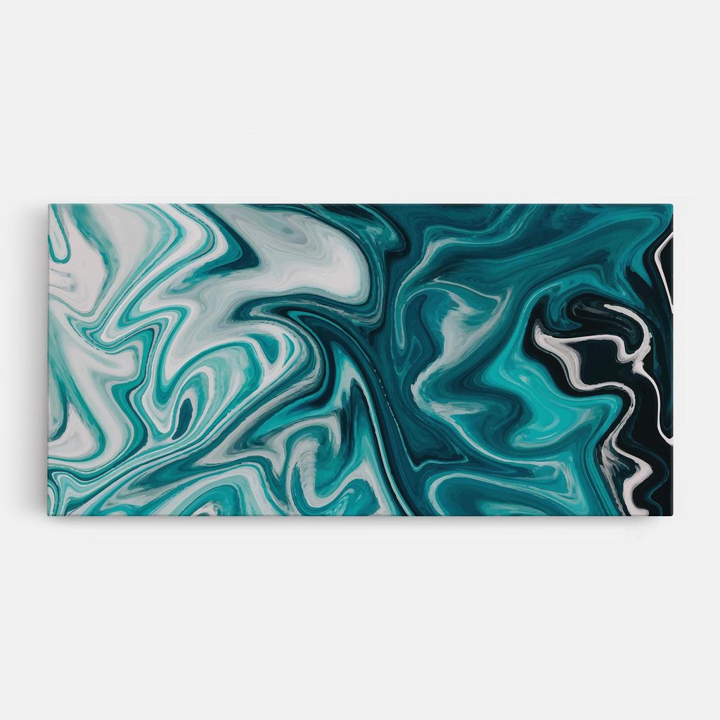 ARTHUB Leinwandbild 50x100 cm, White Blue Liquid Marble | Wohnzimmerdekoration, Hängende Bilder, Wanddekoration, Heimdekoration, Abstrakte, Marmor