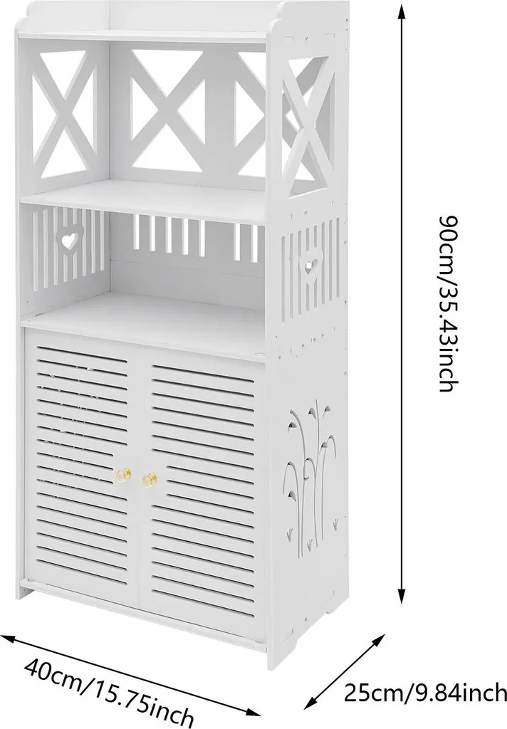 Meuble de rangement salle de bain étanche en PVC noir avec étagères larges