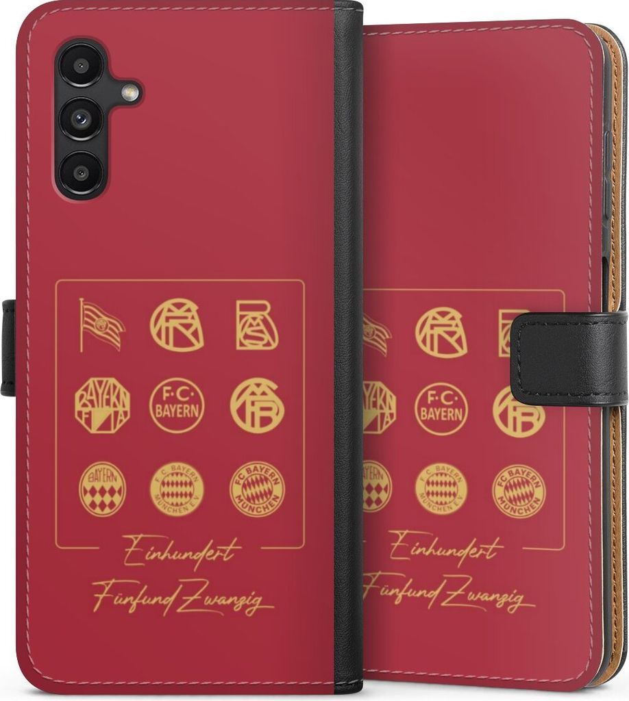 DeinDesign Klapphülle für Samsung Galaxy A13 5G Handytasche Lederhülle Tasche FC Bayern München Fanartikel FCB 125 Jahre