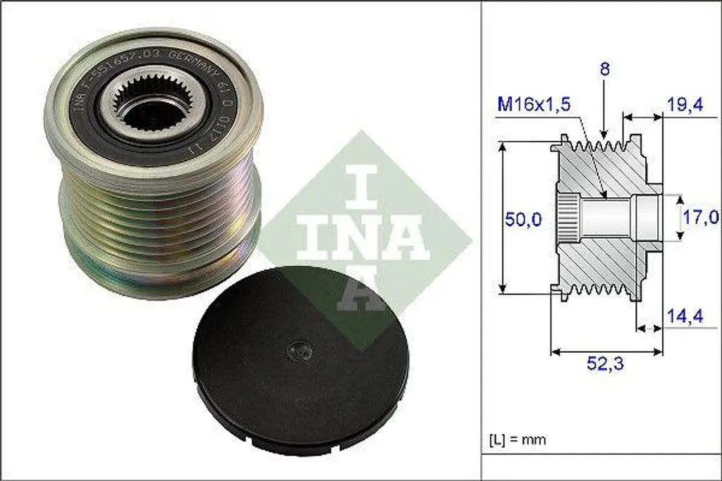 Ruota Libera Alternatore INA 535011110 per Mercedes OE 6421500760