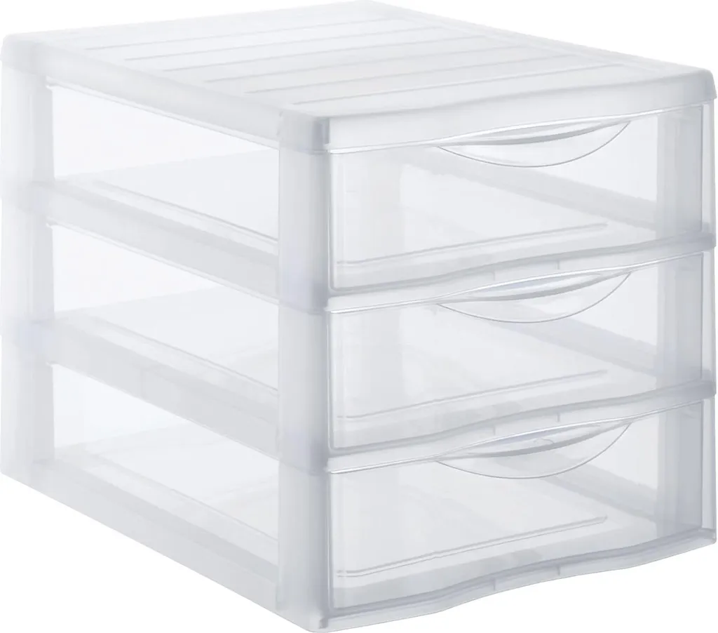 Bloc de rangement Orgamix 3 tiroirs A4 transparents hauteur 25,5 cm