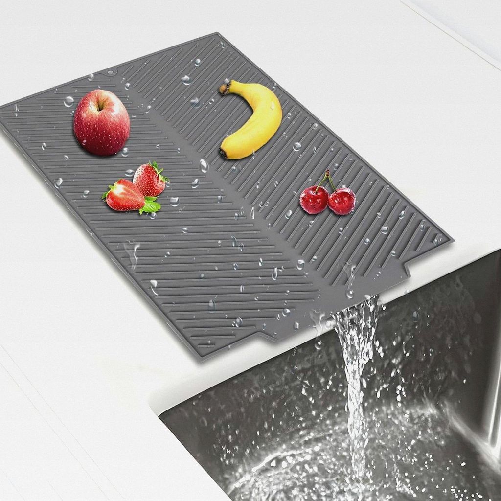 Geschirr Abtropfmatte Geschirr mit Löchern Silikon Abtropfmatte Spüle 43 x 34 x 0,45 CM Dish Drying Mat Schnellablauf Barmatte Arbeitsplattenschu...
