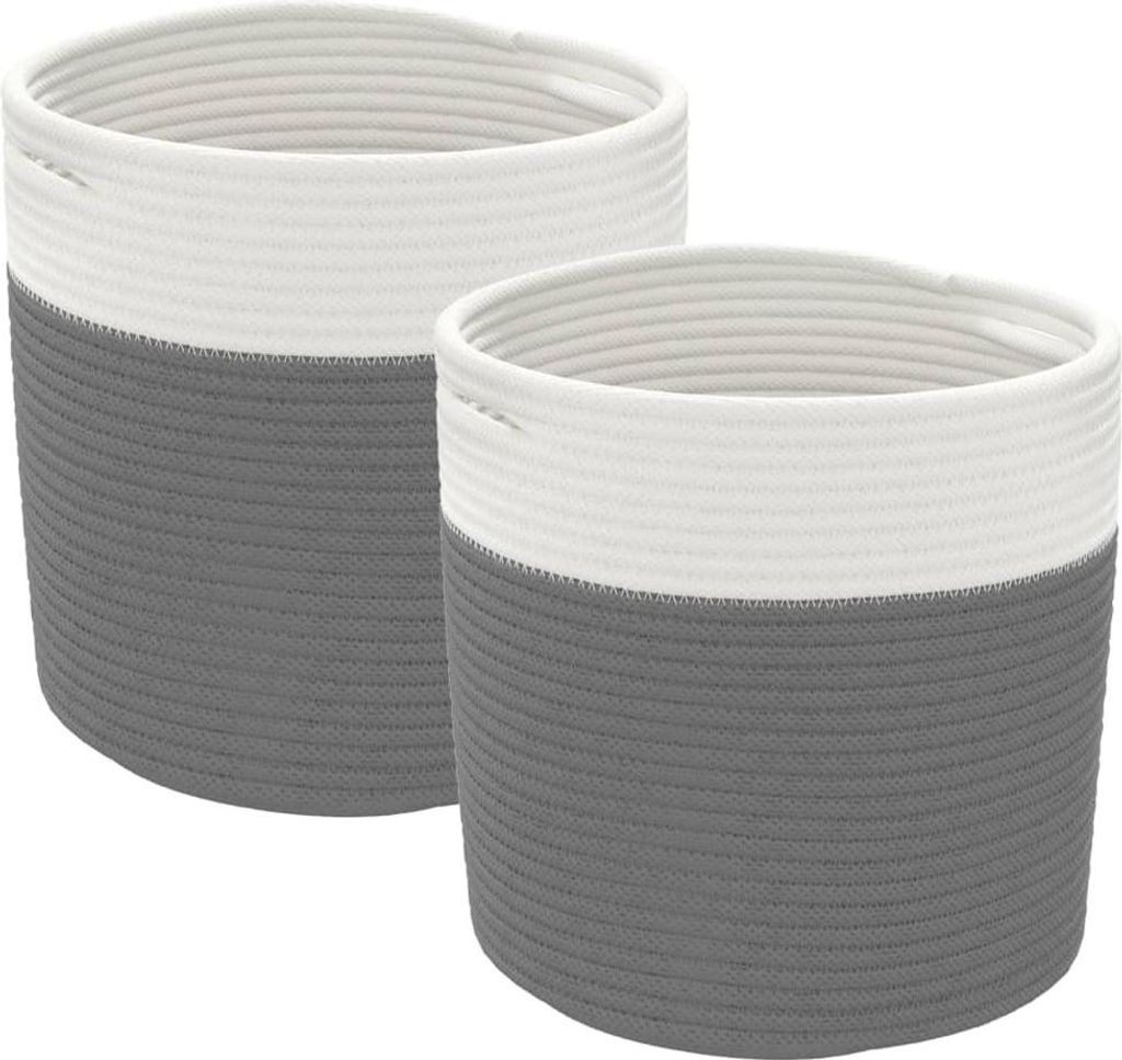 vidaXL Aufbewahrungskörbe 2 Stk. Grau und Weiß Ø28x28 cm Produktbild 