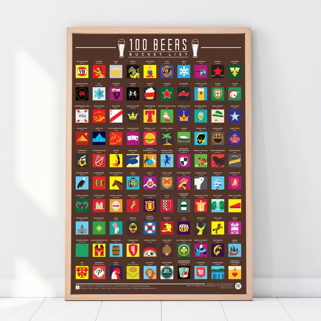 Poster 100 Bières à Gratter Liste Interactive Format A2 42 x 59 cm - 5