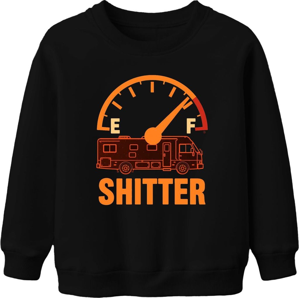 SHITTER Wohnmobil Camping Camper Wohnwagen Schöne Bescherung Uni Kinder Sweatshirt Pullover, Schwarz, 152