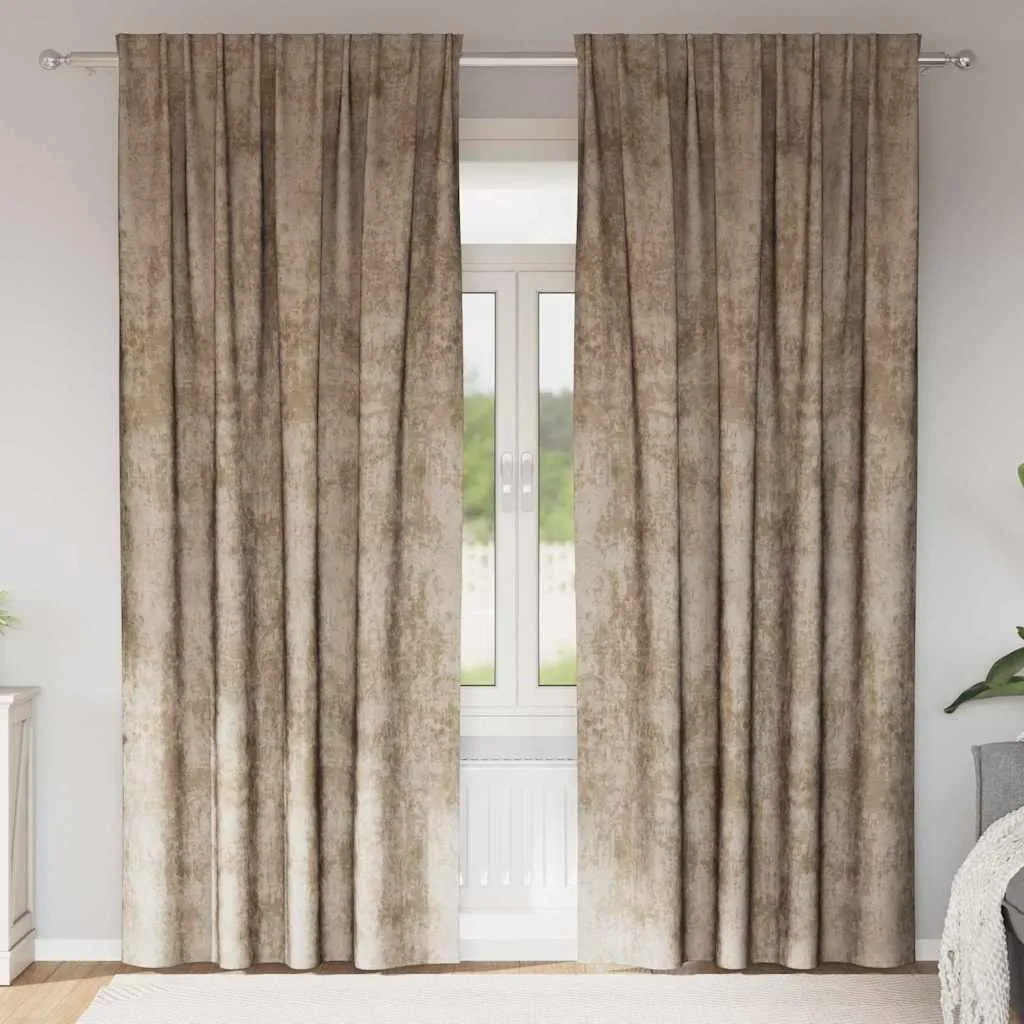SYFAX™ Rideaux en velours Champagne 2 pcs 260x140 cm occultants doux