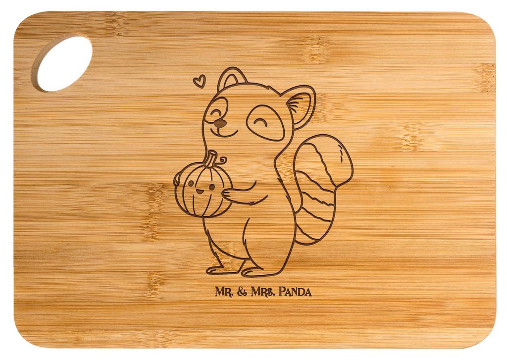 Mr. & Mrs. Panda Holzbrett Waschbär Kürbis - Transparent - Geschenk, Halloween, Deko, Trick Or Treat, Süßes Sonst Gibt's Saures, Brett, Frühst...