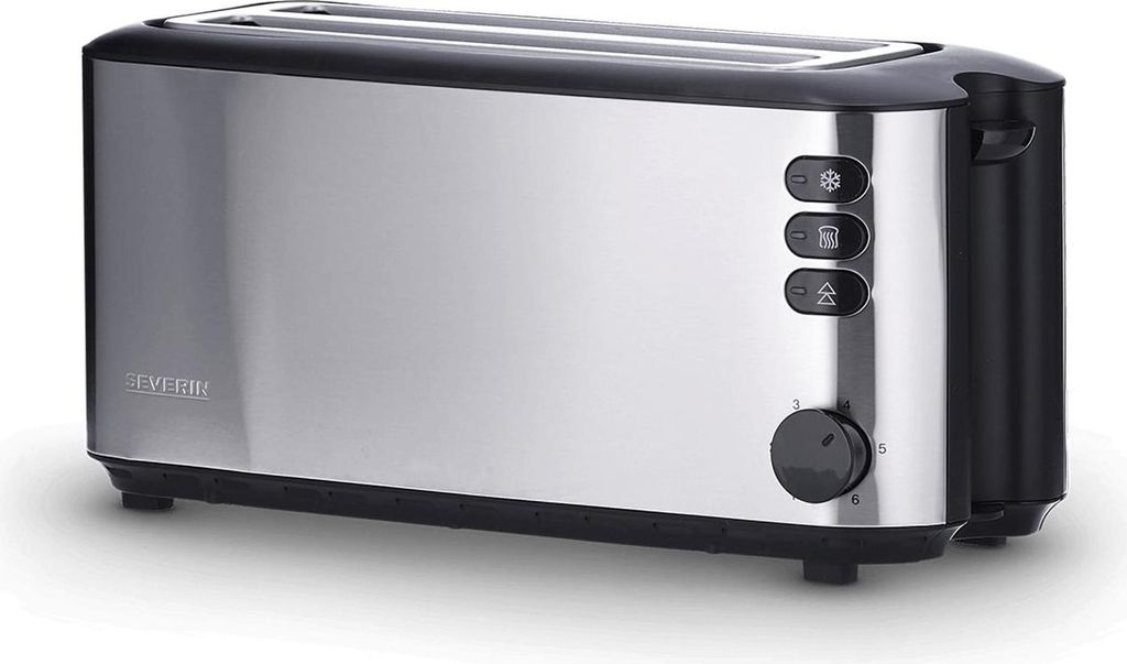 SEVERIN Automatik-Langschlitztoaster AT 2509 aus Edelstahl, gebürstetschwarzsilber Toaster Toaster Langschlitz Toaster Schwarz Toaster Edelstahl ...