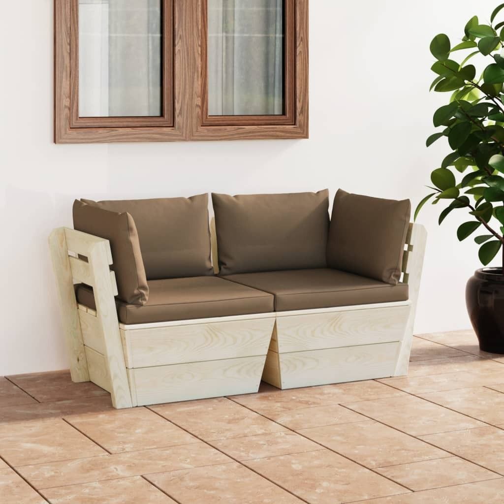 Maison Exclusive - Garten-Palettensofa 2-Sitzer mit Kissen Produktbild 