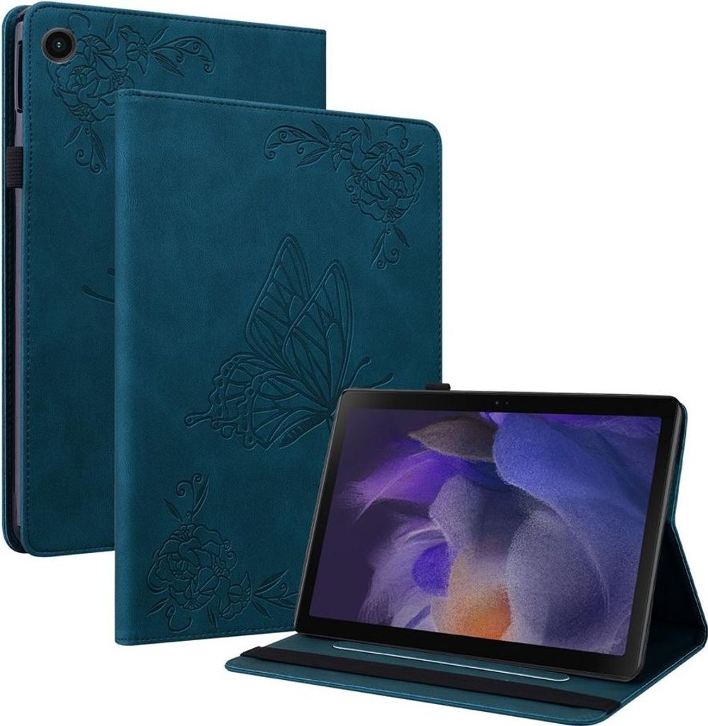 Samsung Galaxy Tab A11 Plus Hülle - Coverup Schmetterling & Blumen Klapphülle - Blau